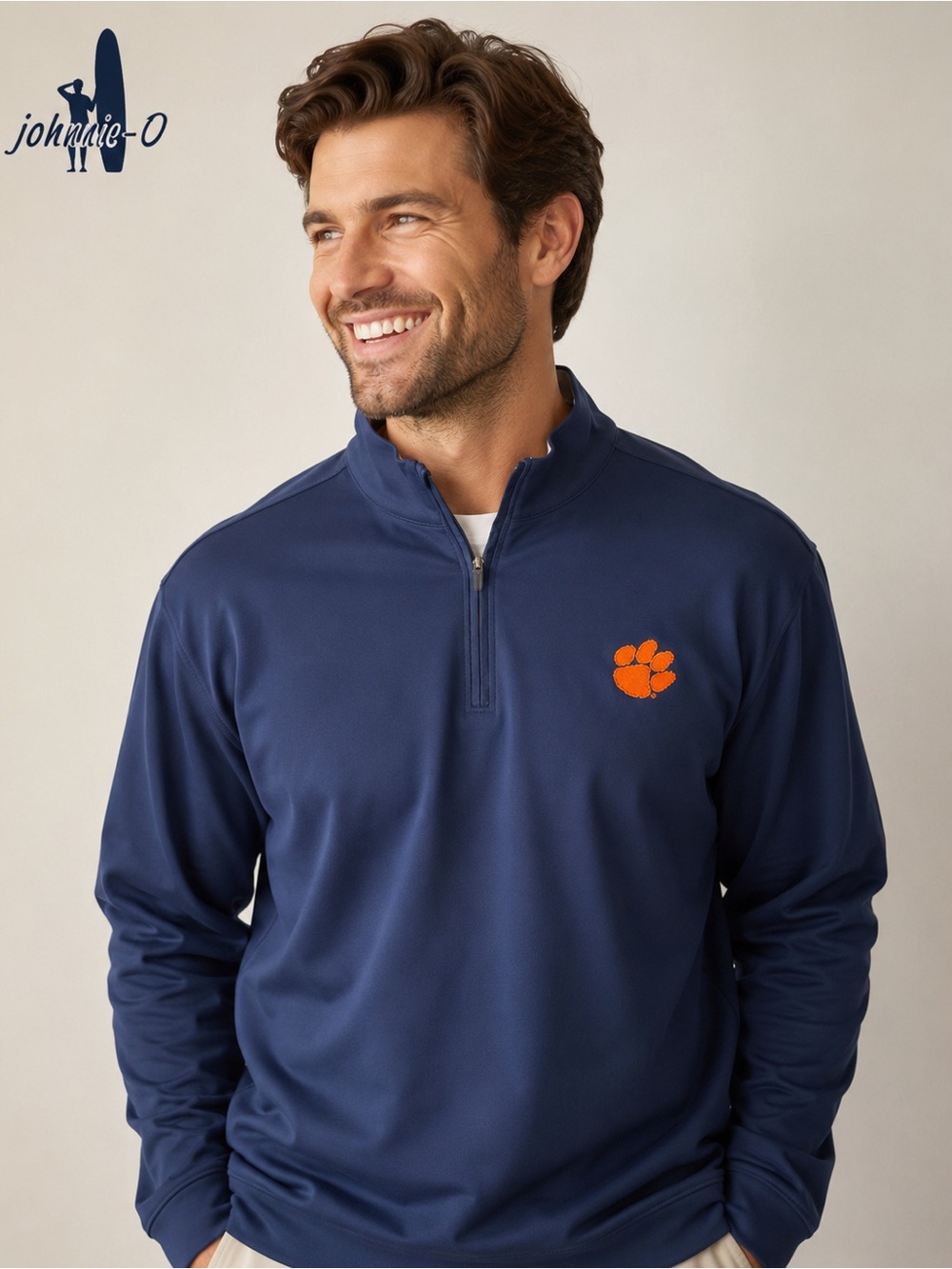Johnnie-O Clemson Tigers Navy Performance Quarter Zip Pullover Men’s Large